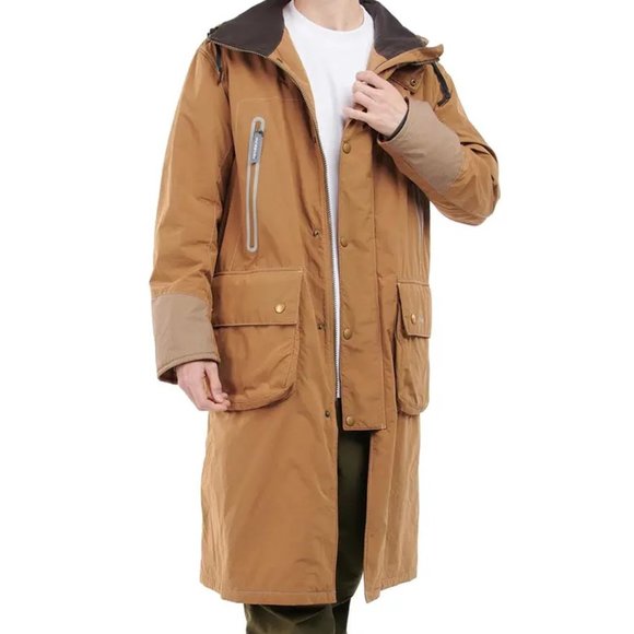 BARBOUR x And Wander Waterproof Hooded Coat in Beige